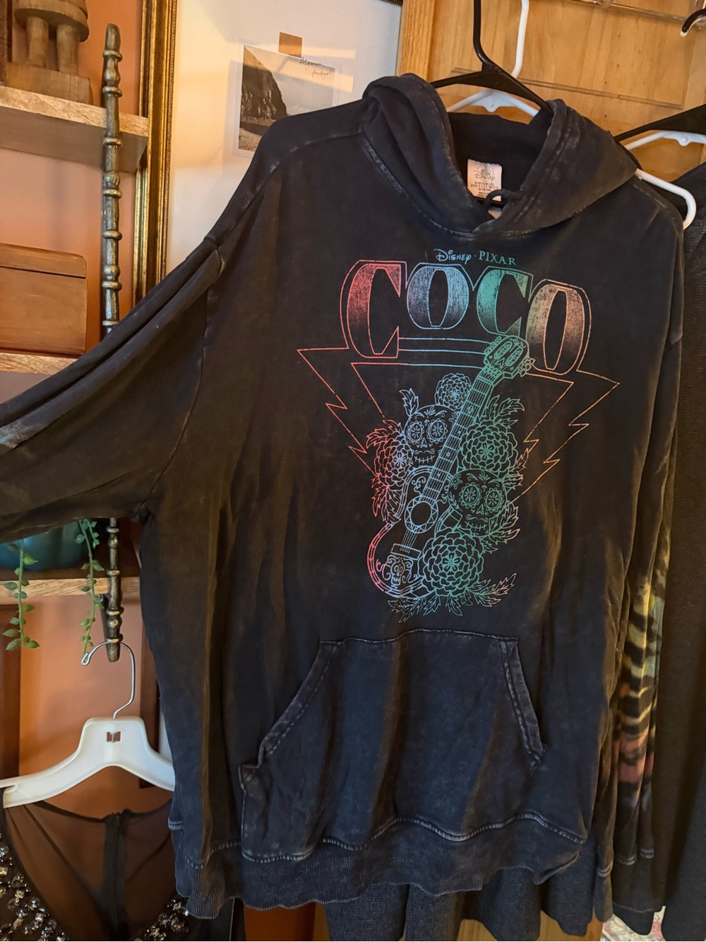 Disney Coco Black Zip-Up Hoodie with Multicolor Graphic